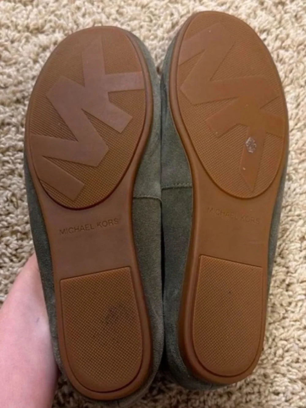 mK Olive Suede Tie-Front Moccasin Loafers